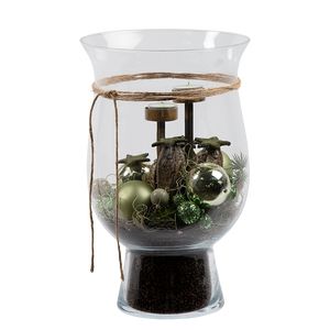 Juledeko. no. 15-20, glas m. 2 fyrfadslys, grøn