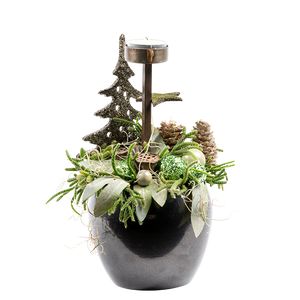 Juledeko. no. 19-20, m. 1 fyrfadslys, grøn