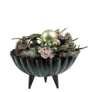 Juledeko. no. 22-20, skål m. fødder,uden lys, grøn