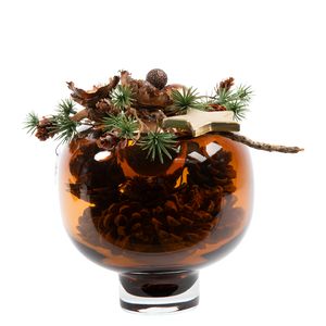 Juledeko. no. 26-20, glaspotte u. lys, brun