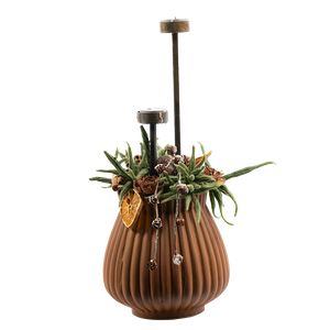 Juledeko. no. 32-20, m. 2 fyrfadslys, brun