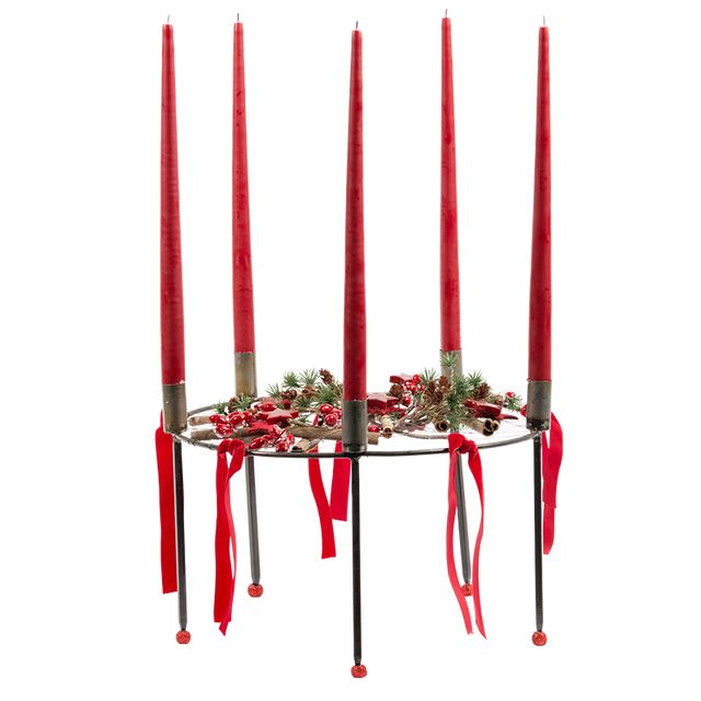 Juledeko. no. 11-20, stage m. 5 lys, rød