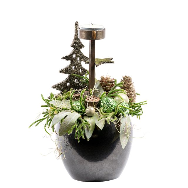 Juledeko. no. 19-20, m. 1 fyrfadslys, grøn