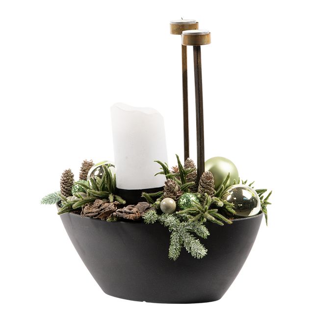 Juledeko. no. 24-20, båd m. 3 lys, grøn