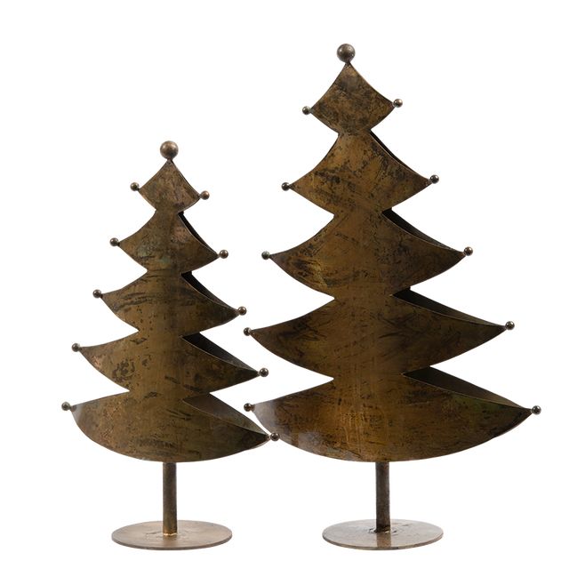 Juledeko. no. 30-20, metaltræer, sæt á 2, brun